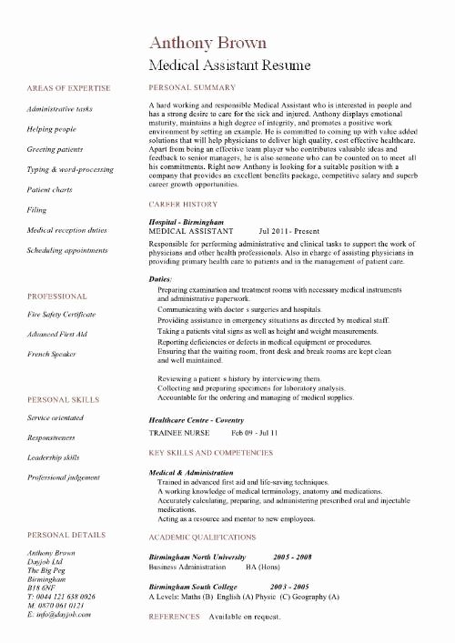 Entry Level Medical assistant Resume – Resume Template Ideas