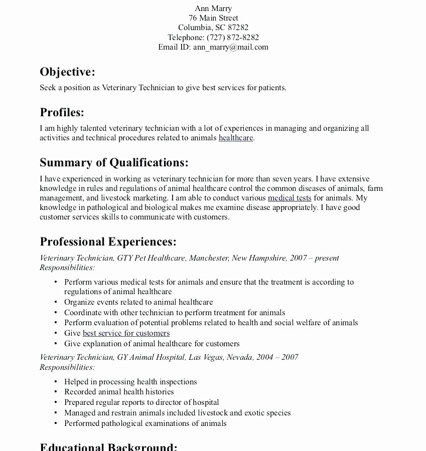Entry Level Network Technician Resume