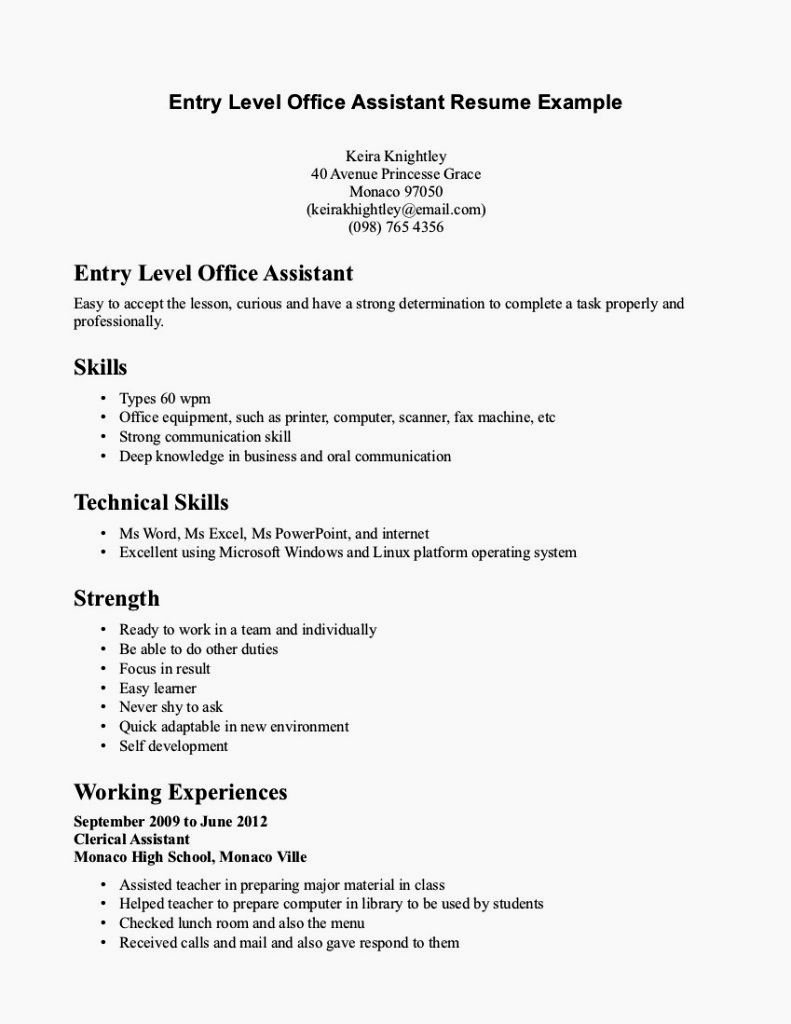 Entry Level Resume No Experience