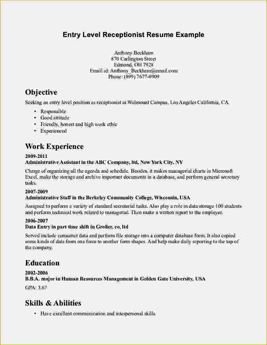 Entry Level Resume Objective Examples