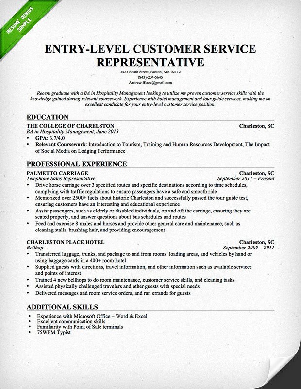 Entry Level Resume Objectives Examples – Job Resume Example