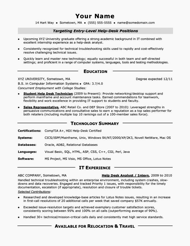 Entry Level Resume Objectives Resume Template