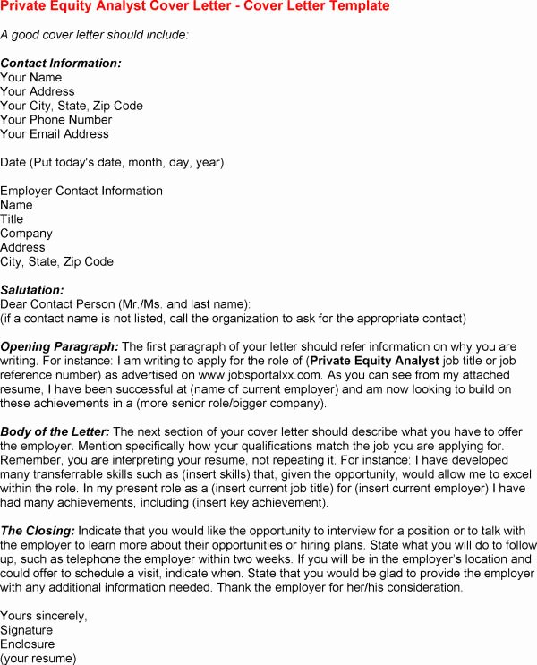 Equity Letter Template Private Equity Cover Letter Private