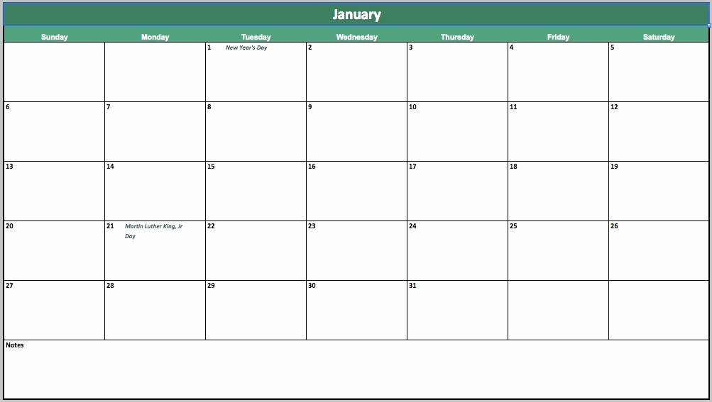 event calendar template