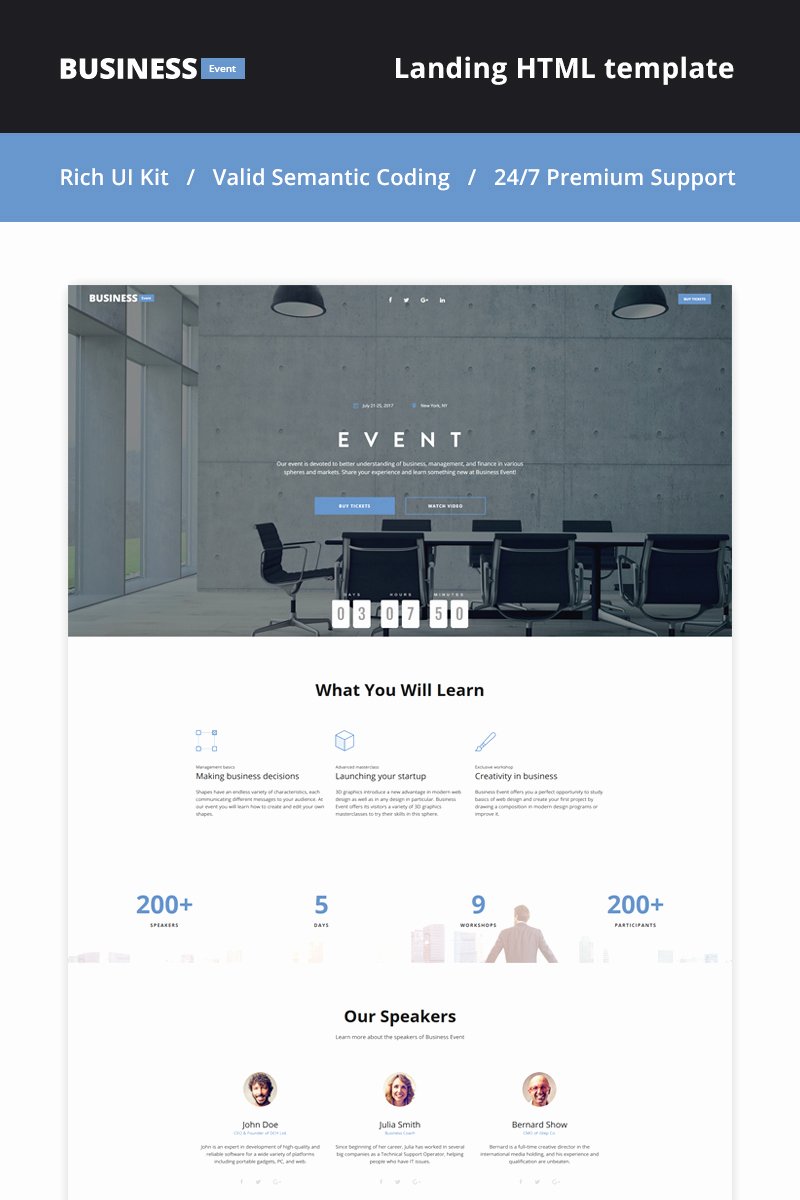 Event Planner Landing Page HTML5 theme