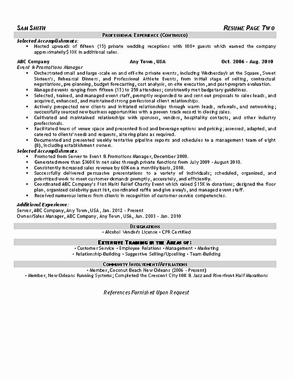 Event Planner Resume Example