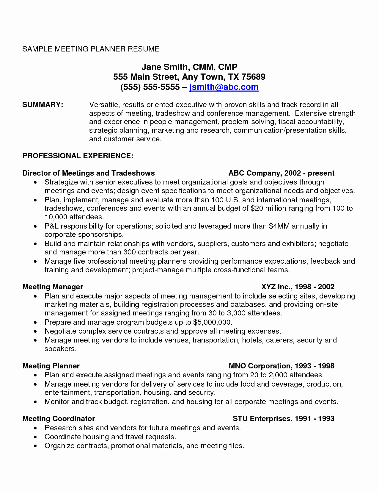 Event Planner Resume with No Experience Bongdaao