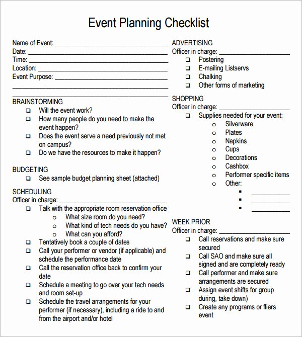 event planning checklist