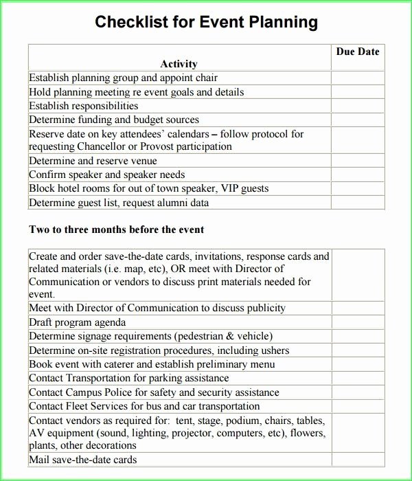 Event Planning Checklist Template Free Resume Letter