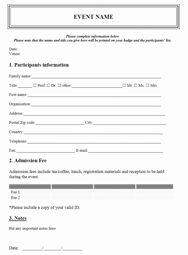 Event Registration form Template