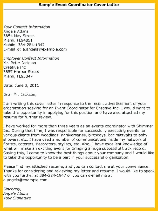 Events Planner Cover Letter Examples