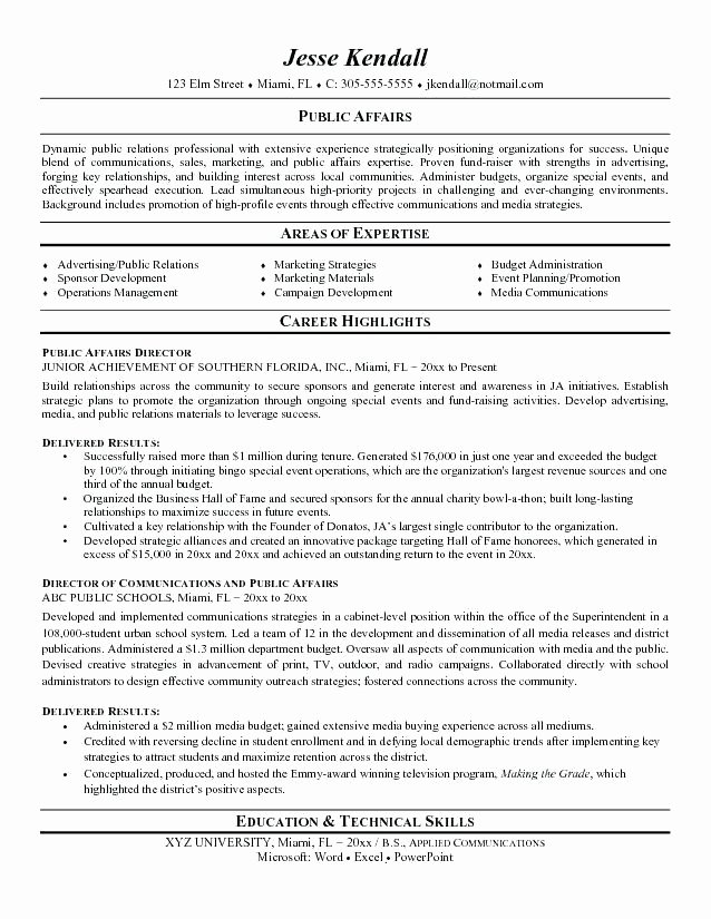 Public Relations Skills Resume Letter Example Template