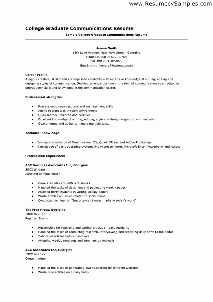 Example College Resume Template