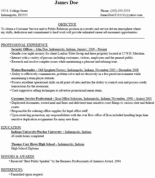 example college student resume