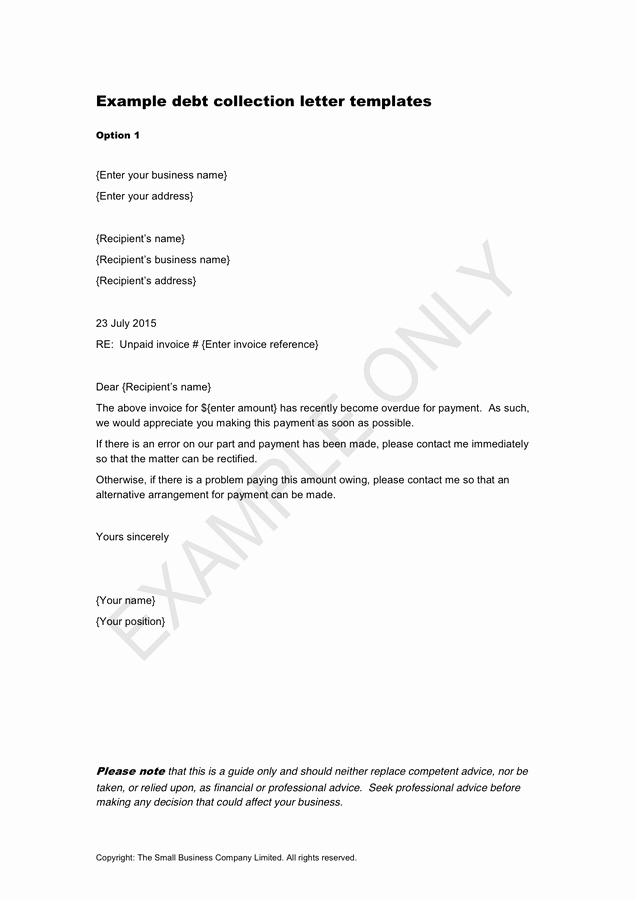 Example Debt Collection Letter Templates In Word and Pdf