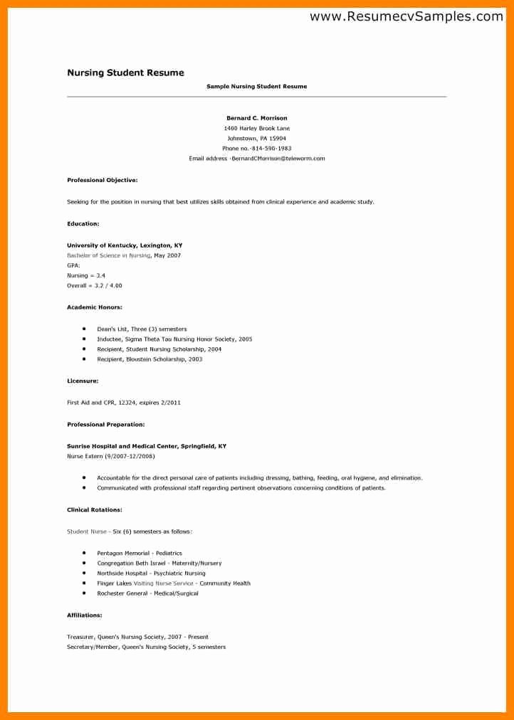 Example Nursing Student Resume Best Resume Collection