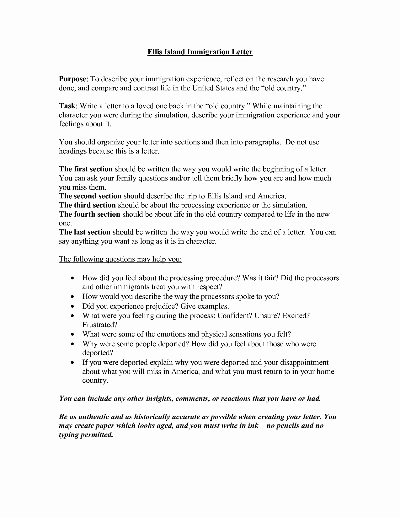 Example Reference Letter for Immigration Purpose