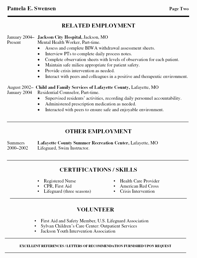 Example Resume Example Mental Health Resume Objective