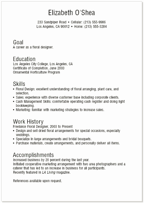 example of resume for teenager