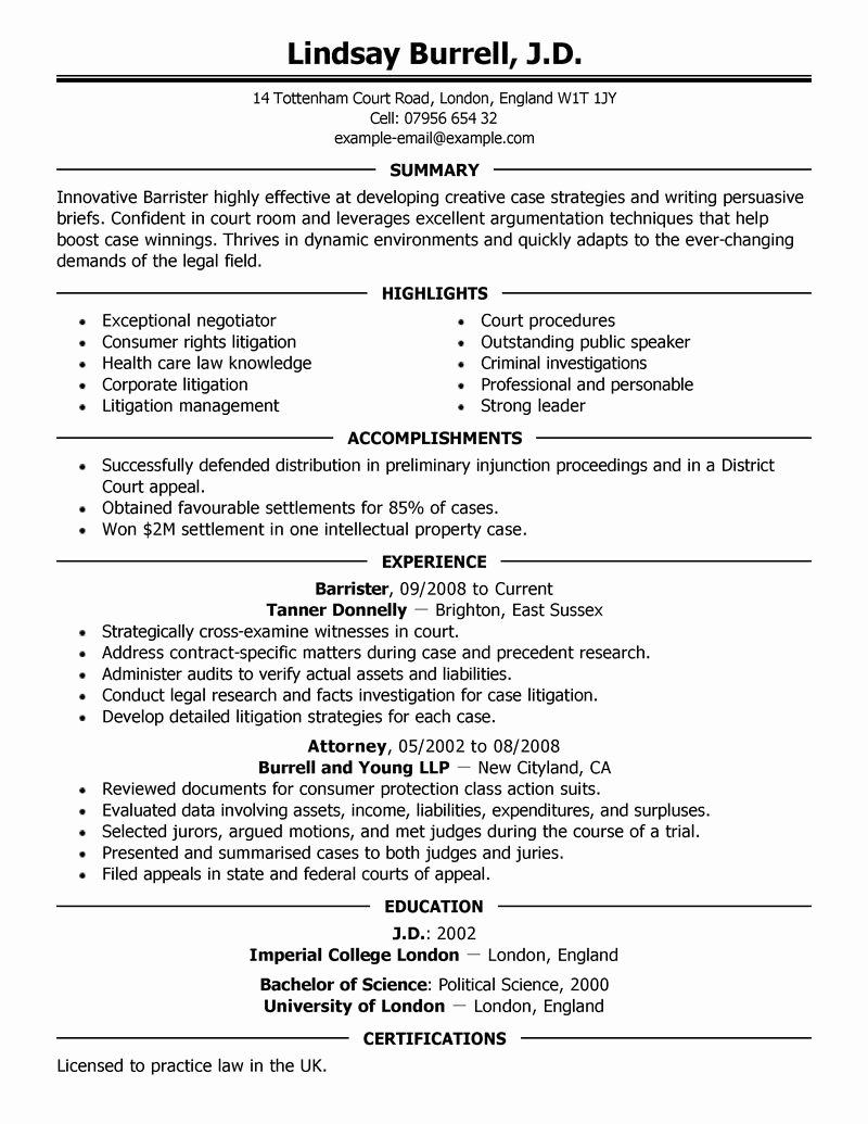 Example Resume March 2015