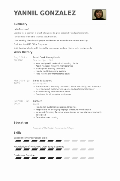 Example Resume Template with Summary and Work History In