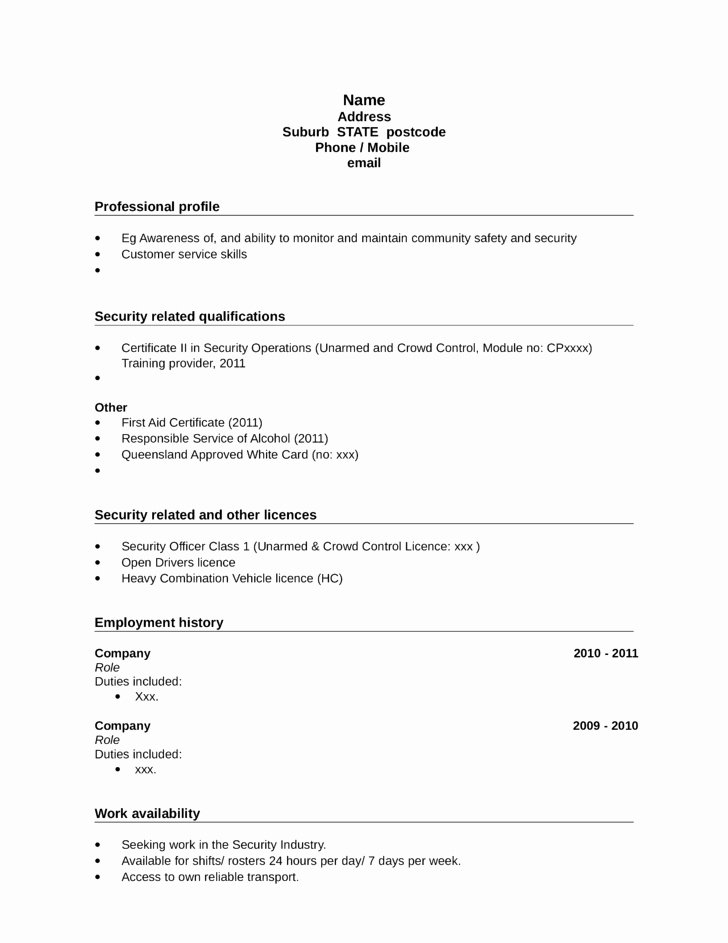 Example Security Ficer Resume