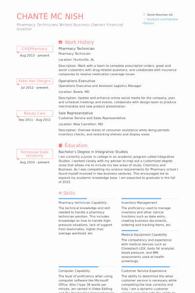 Example Write A Resume Skills Section for Pharmachy
