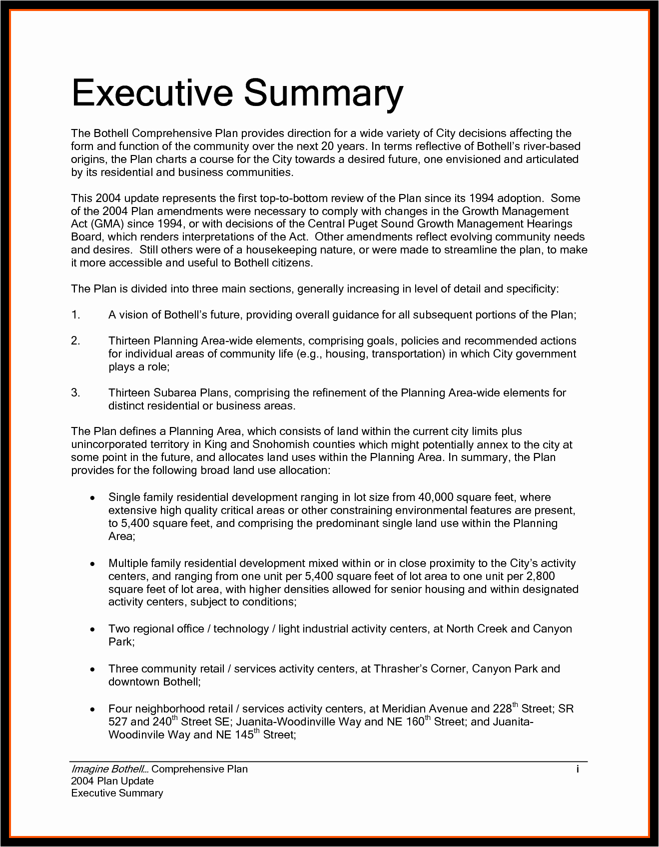 Executive Summary Template Word