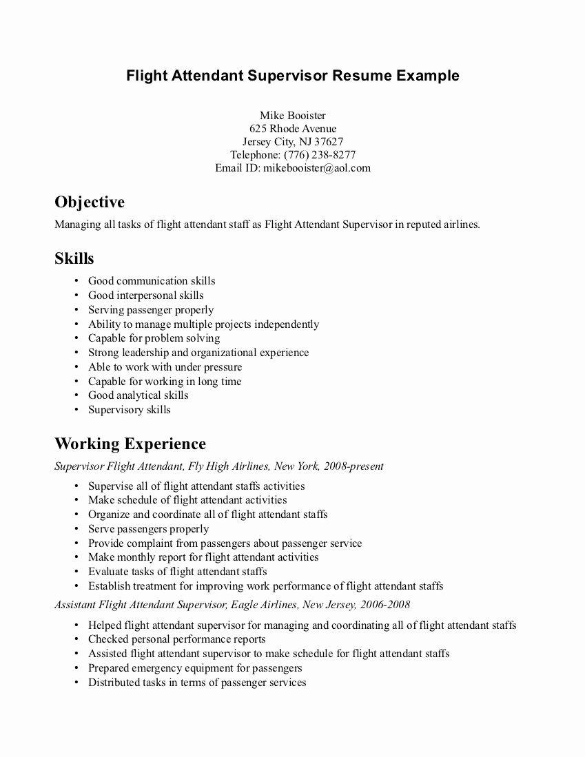 Examples Flight attendant Resumes – Perfect Resume format