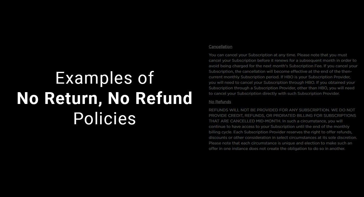 Examples Of No Return No Refund Policies Termsfeed