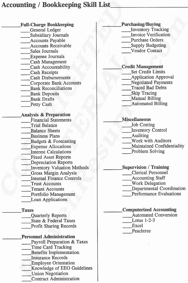 Examples Of Skills for Resume Resume Skills List