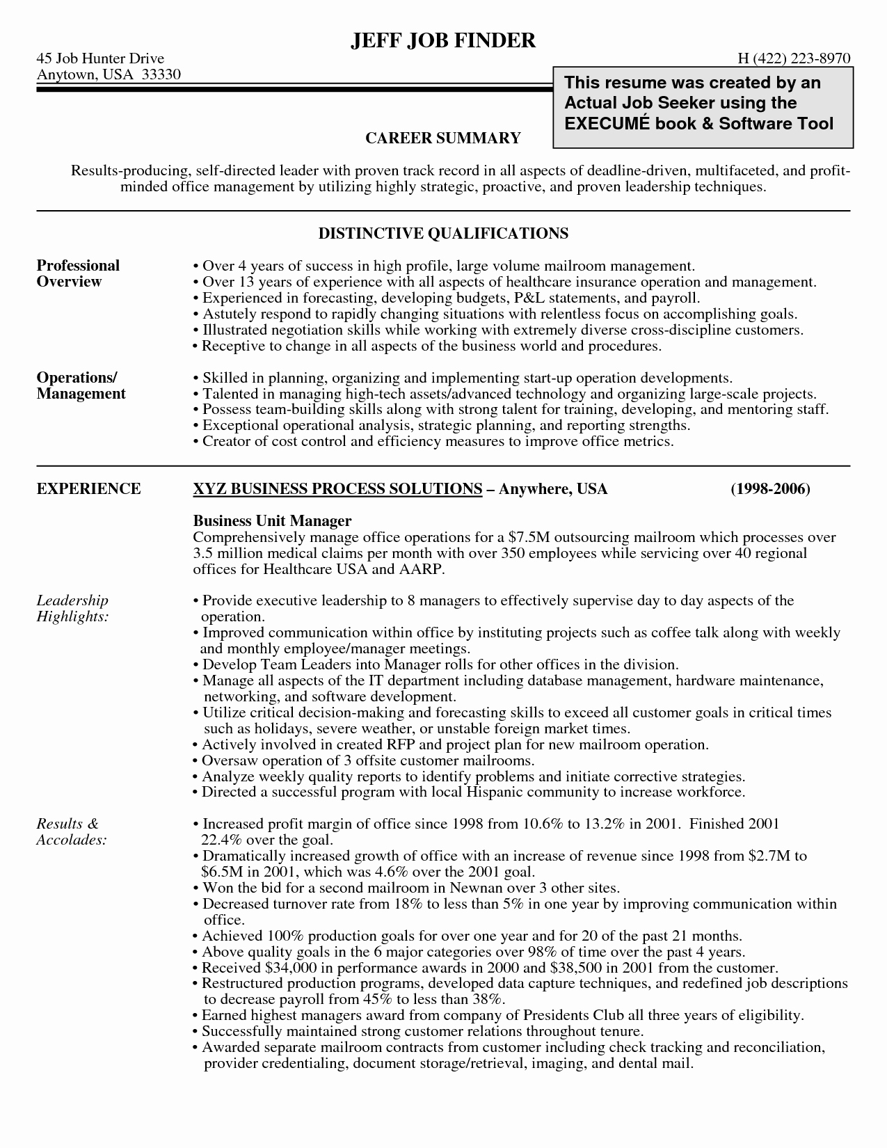 Examples Professional Summary for Resume Resume Templates