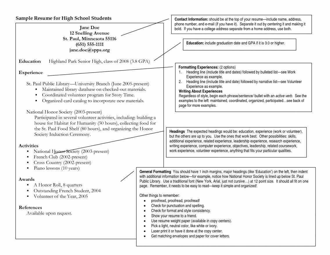 Examples Resumes for High School Students