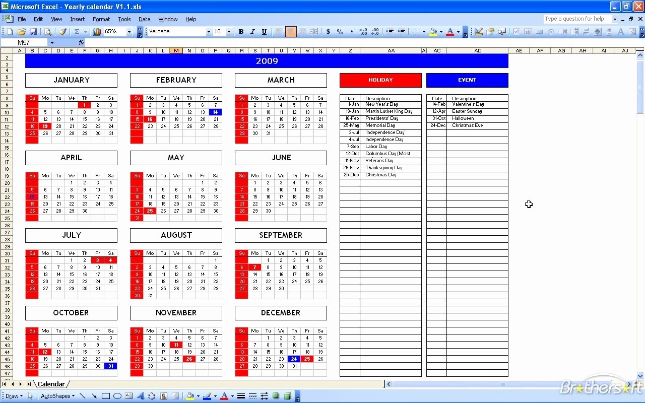 Excel Calendar Schedule
