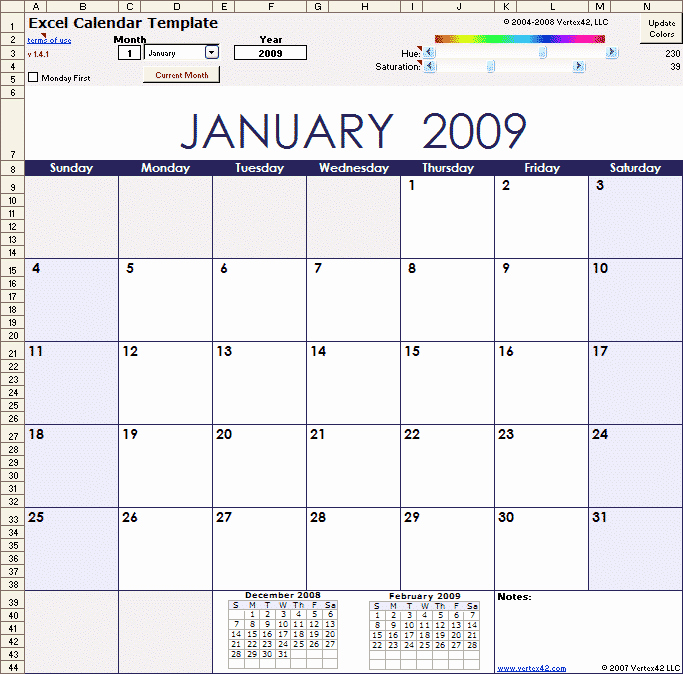 Excel Calendar Template for 2016 and Beyond