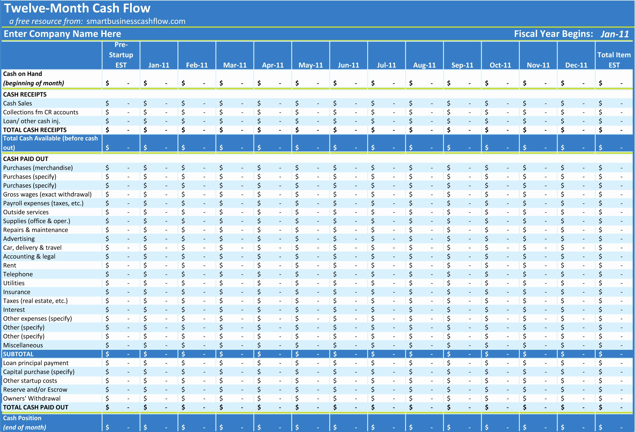 Excel Cash Flow Template Excel Spreadsheet Templates Cash
