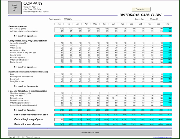 Excel Cash Flow Template Microsoft Spreadsheet Template