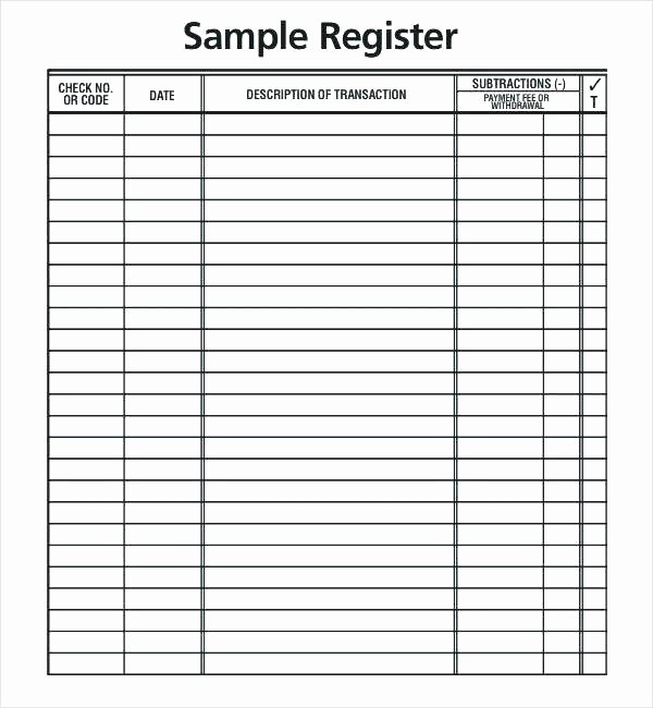 Excel Checkbook Register Template Business Check Cheque