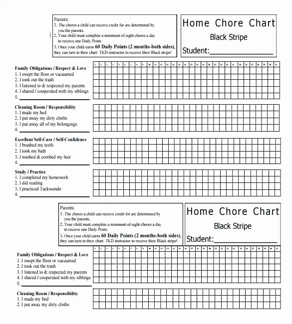 Excel Chore Chart – Teletiendaub