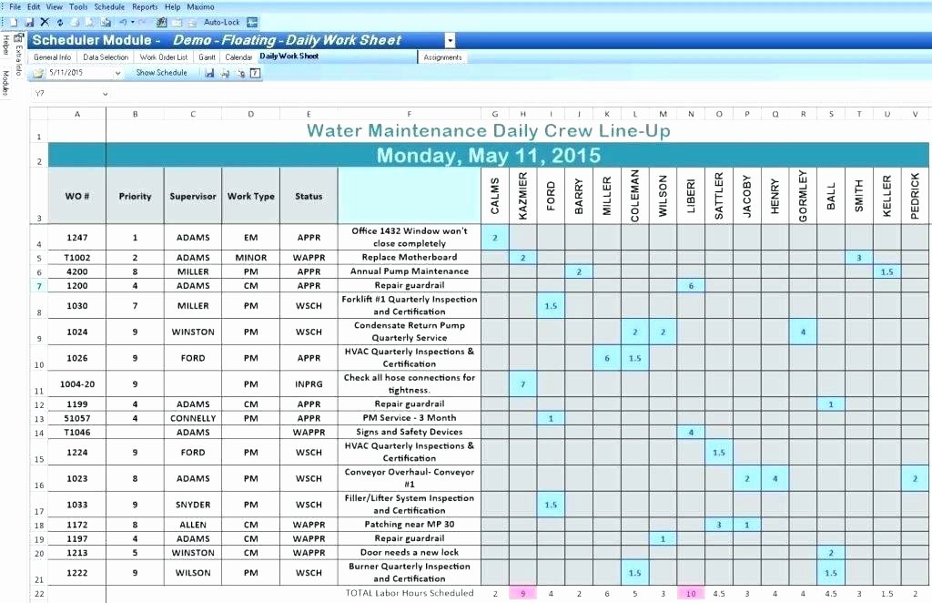 Excel Employee Schedule assign Each Task to Each Employee