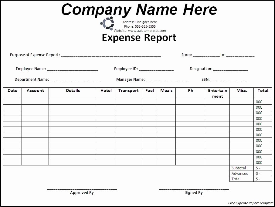 Excel Expense Report Template Free Download