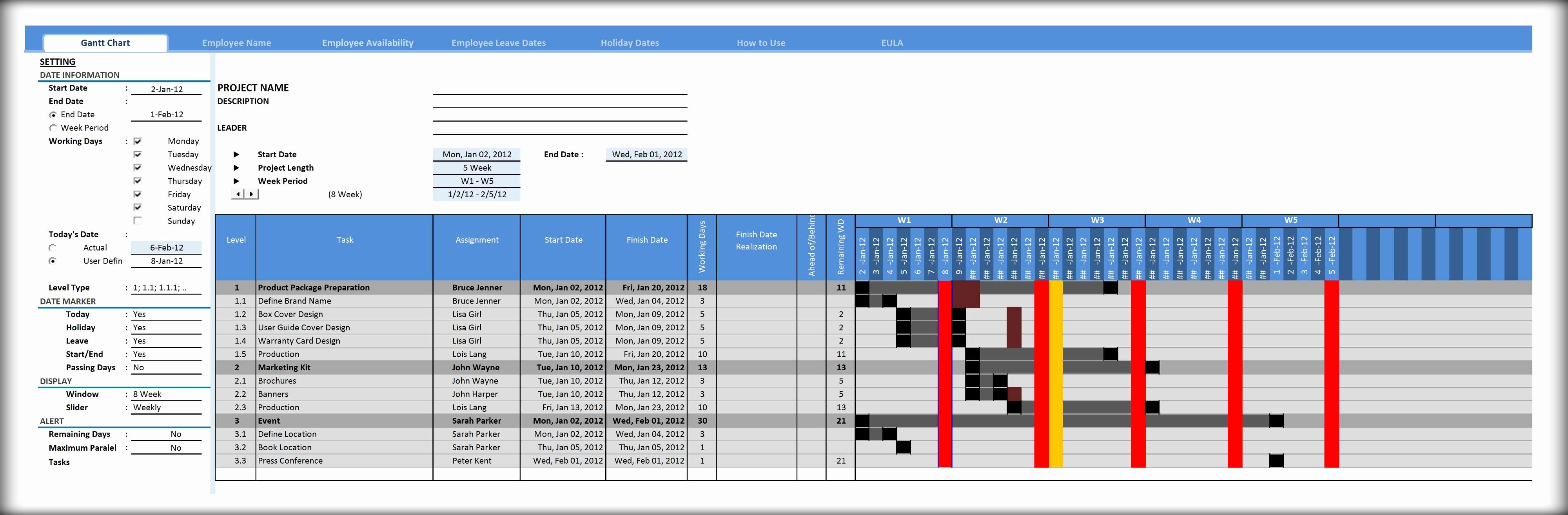Excel Gantt Chart Template Xls Excel Spreadsheet Gantt