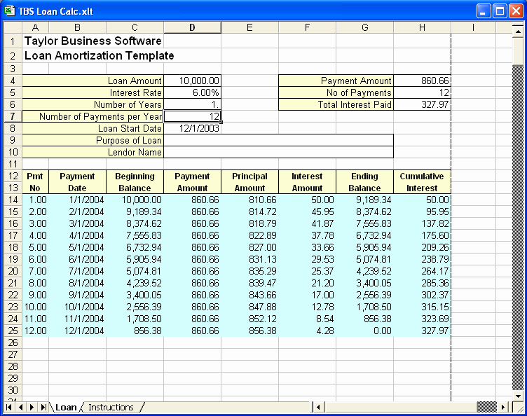 Excel Loan Amortization Template Download Ms Excel