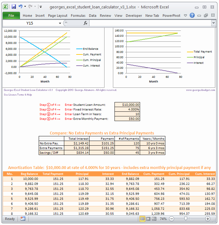 Excel Loan Amortization Template Download Variable Loan