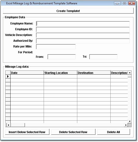 Excel Mileage Log &amp; Reimbursement Template software V7 0