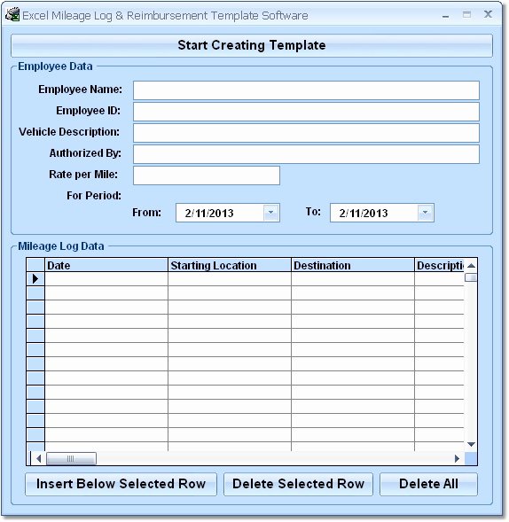 Excel Mileage Log &amp; Reimbursement Template software