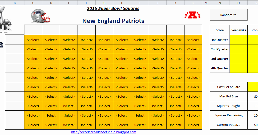 Excel Spreadsheets Help 2015 Super Bowl Squares