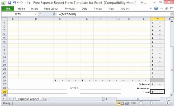 Excel Template Expenses