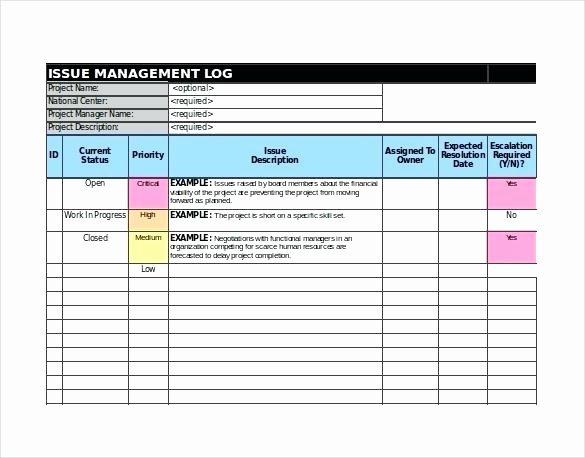 Excel Template for issue Tracking Samplebusinessresume