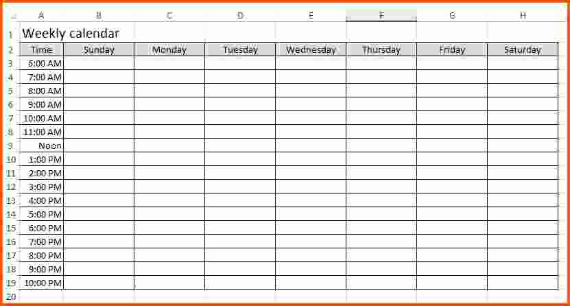 excel weekly calendar template 298